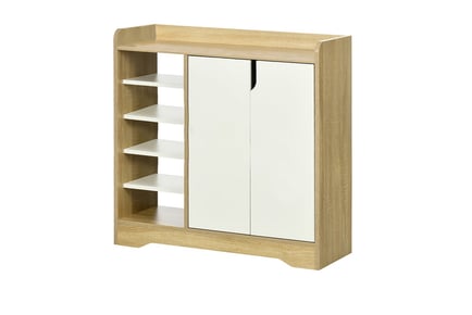 Double Door Open Shelf Shoe Storage Unit