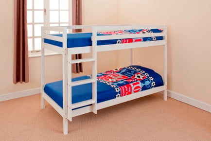 Children's Wooden Zara Bunk Bed, Single, Frame and Mattresses, White