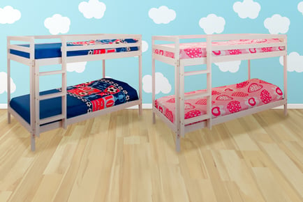 Children's Wooden Zara Bunk Bed, Single, Frame and Mattresses, White
