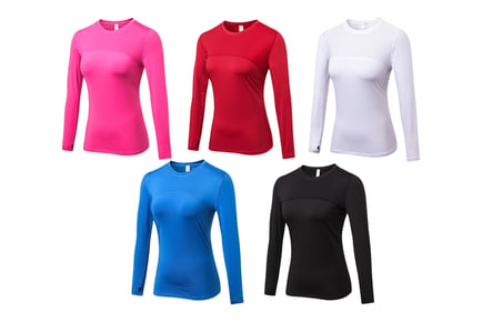 Women's Long Sleeved Gym Top - White, Black, Pink & More