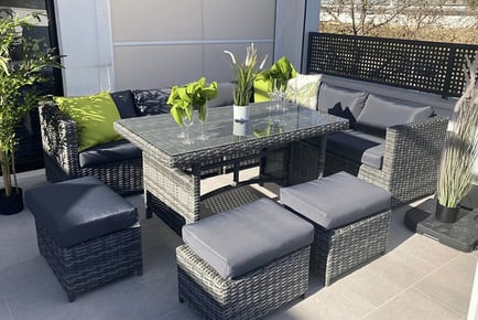 9-Seater Riviera Rattan Corner Set - Grey