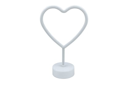 Heart Shaped Neon Pink LED Lamp - Battery & USB Powered