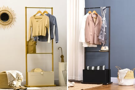 Bamboo Clothes Rack with Fabric Storage Box