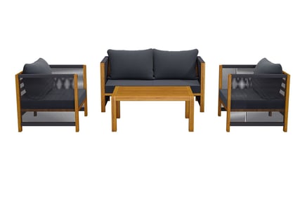 Four-Seater Acacia Wood and Rope Sofa Set