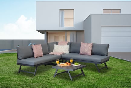 Outdoor Corner Sofa Set with Adjustable Head Rest - White or Grey!