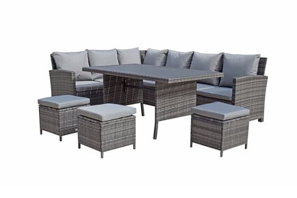 8-Seater Rattan Garden Furniture Set - Grey