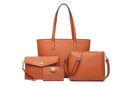 Miss Lulu 4-Piece Handbag Set - Black, Brown, Grey