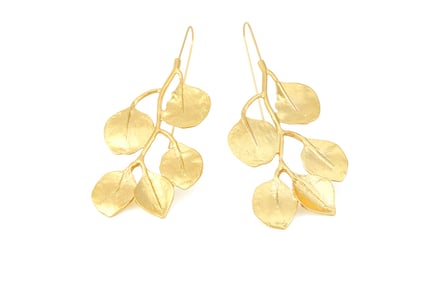 Oversized Leaf Drop Gold Earrings