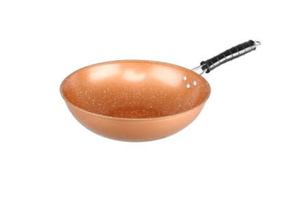 Non Stick Copper Wok Frying Pan Deal - Large 30cm Size