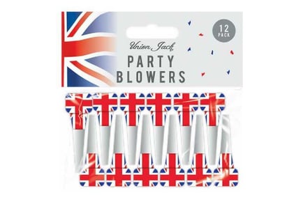 Jubilee Union Jack Party Blowers 12 Pack