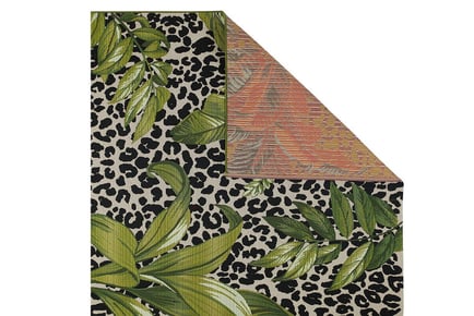 Outdoor Leopard & Palm Print Design Garden Rug - 2 Sizes