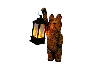 Bernard The Bear Garden Statue w/LED Lantern