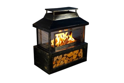 Neo Black Outdoor Fireplace Log Burner Fire Pit