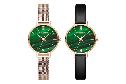 Malachite Green Face Women's Watch - Black, Rose Gold