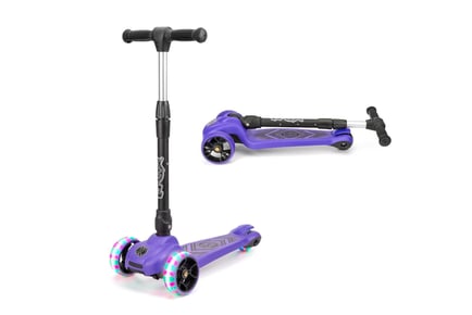 Xootz Scout Tri-Scooter for Kids with LED Wheels - Purple or Green