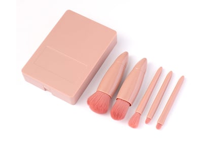Mini Portable Makeup Brush and Mirror Set - 4 Colour Options