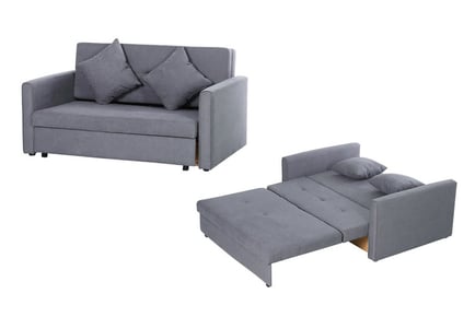 Two-Seater Fabric Sofa Bed with Storage