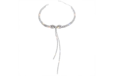 Sparkly Rhinestone Bow Necklace