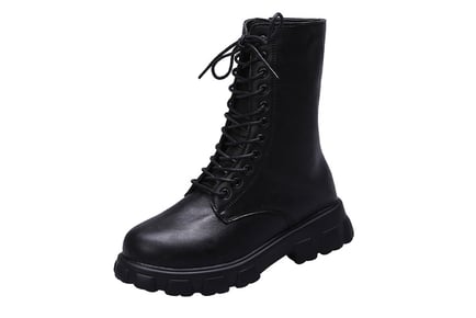 Women's Lace Up Biker Boots - Black or White
