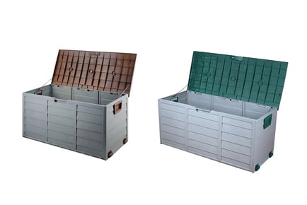 BROWN LID: A heavy duty extra-large outdoor storage box