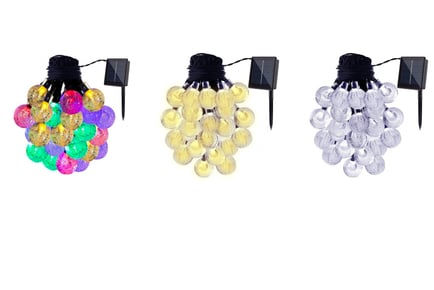 LED Solar Powered String 100 Bulb Lights - 3 Colours!