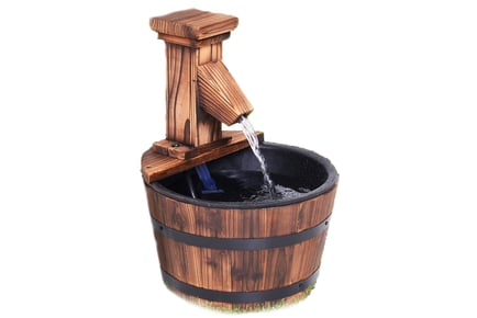 Fir Wood Barrel Pump Fountain