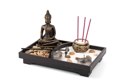 Mini Desk Top Buddha Japanese Zen Garden Kit - Incense Bundle