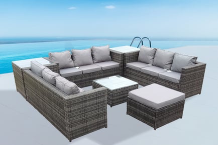 10-Seater Garden Grey Rattan Lounge Set