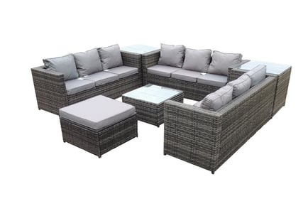 10-Seater Garden Grey Rattan Lounge Set