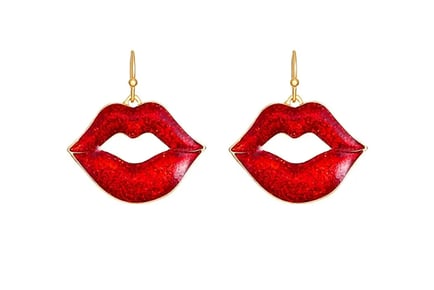 Women's Red Lips Drop Earrings - 1 or 2 Pairs