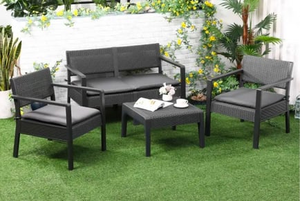 4-Seater Aluminium Frame Rattan Seating Set