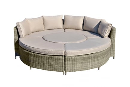 9-Seater Rattan Round Daybed Dining Set