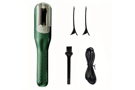 A hair straightener and split-end trimmer, Green
