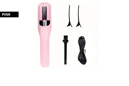 A hair straightener and split-end trimmer, Pink