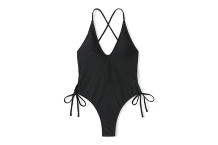 Backless Deep V Swimsuit - Black, Blue or Pink