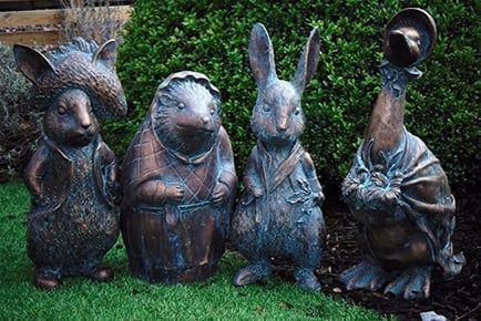 Beautrix Potter Inspired Garden Animal Statue, 4-Piece Set