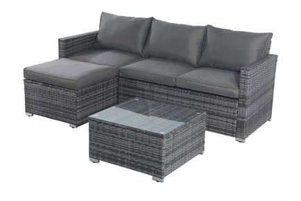 Three-Seater L-Shaped Rattan Corner Sofa Set