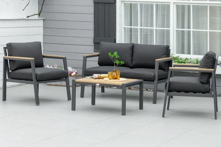 4-Seater Outdoor Aluminium Padded Furniture Set - Grey Colour!