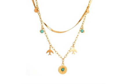 Gold & Turquoise Layered Boho Necklace - 4 Designs