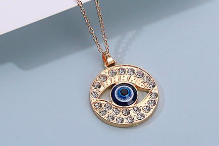 Gold Crystal Evil Eye Necklace - 8 Designs!