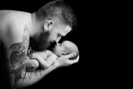 Dad & Baby Photoshoot & Digital Files- Studio Rooms - Glasgow