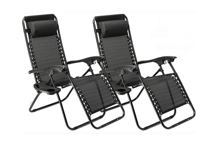 Set of 2 Zero Gravity Reclining Chairs with Cup Holder