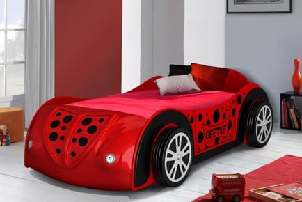 Girls or Boys Red Beetle Car Bed Frame