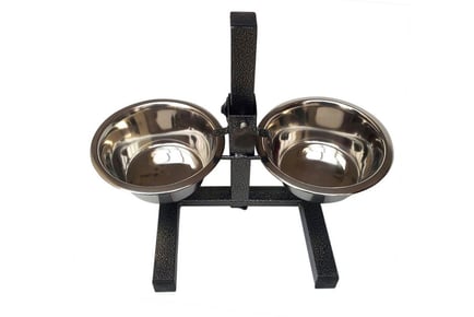 Stainless Steel Double Pet Bowl with Stand