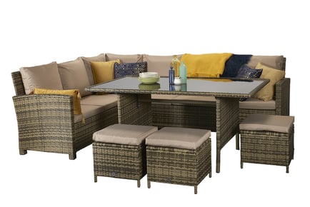 10-seater polyrattan garden furniture set, Brown