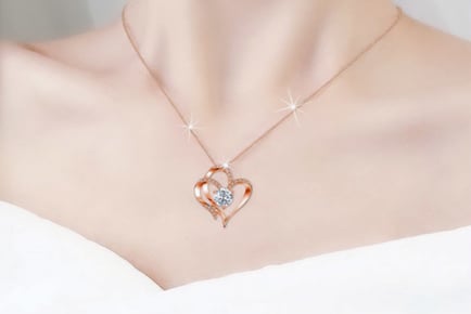 Women's Double Heart Pendant Necklace - Silver or Rose Gold