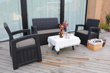 Faro Black/Grey 4-Seater Storage Garden Furniture Set