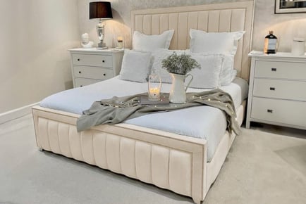 Dior Bespoke Bed Frame and Mattress, Super King, Grey Plush Fabric