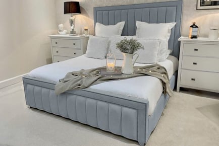 Dior Bespoke Bed Frame and Mattress, Super King, Grey Plush Fabric