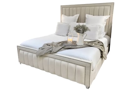 Dior Bespoke Bed Frame and Mattress, Super King, Grey Plush Fabric